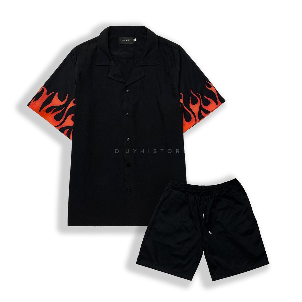 Áo sơ mi cộc tay unisex form rộng họa tiết TAY LỬA cho nam nữ | DUYHI