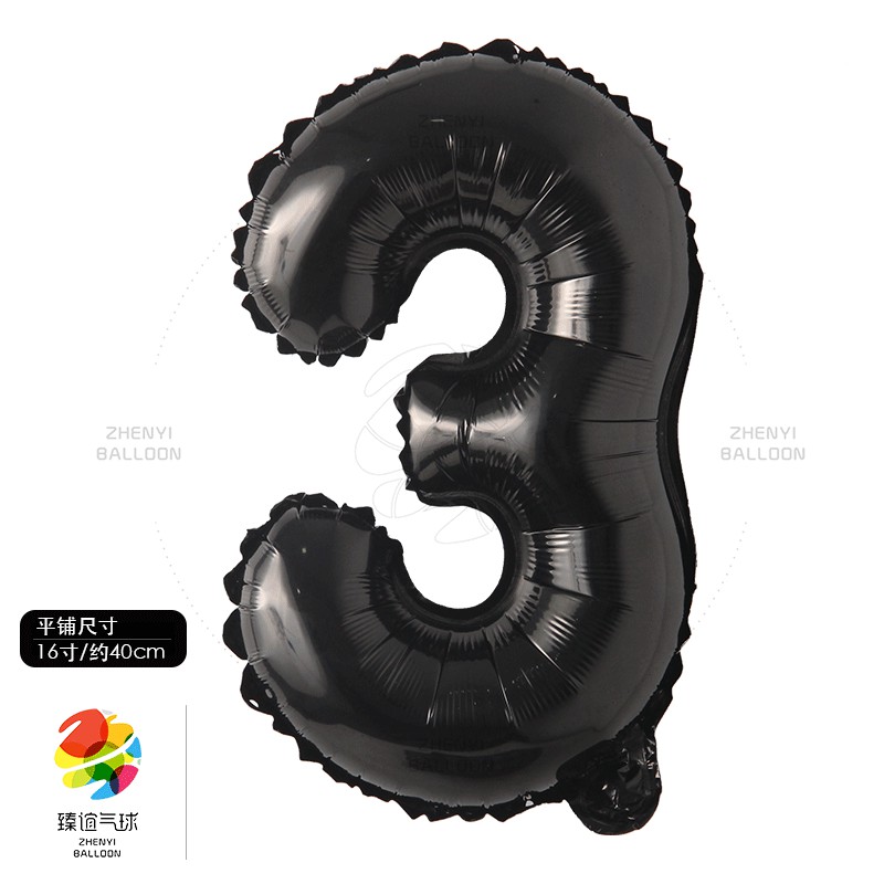 Bong Bóng Lõi Nhôm Hình Chữ Cái Màu Đen 16 inch   Trang Trí Tiệc Sinh Nhật Cho Bé