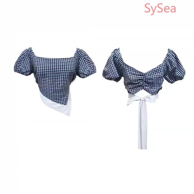 Cô Gái Mùa Hè Phong Cách Hàn Quốc Cổ Áo Vuông Không Đều