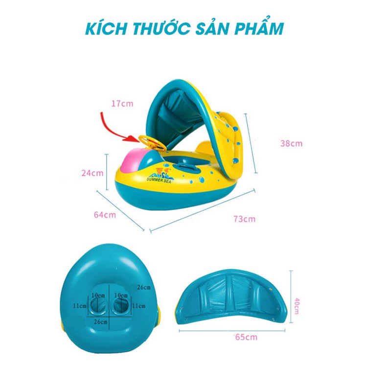 PHAO BƠM HƠI DẠNG THUYỀN CÓ MÁI CHE SWIMMING FLOAT