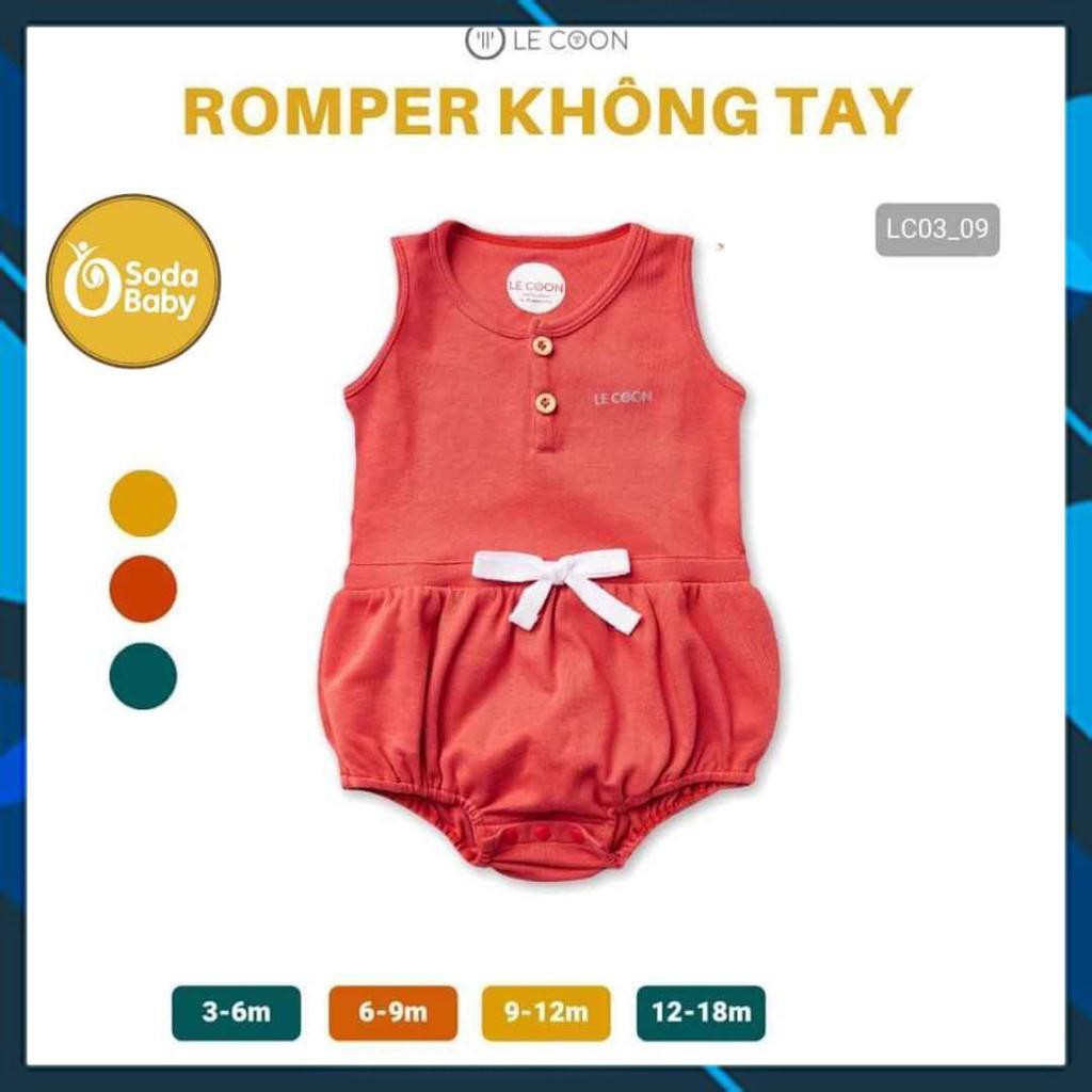 LE COON- Bộ áo liền quần Romper không tay Le coon chất liệu 100 % cotton cho bé trai, bé gái (3 tháng - 18 tháng)