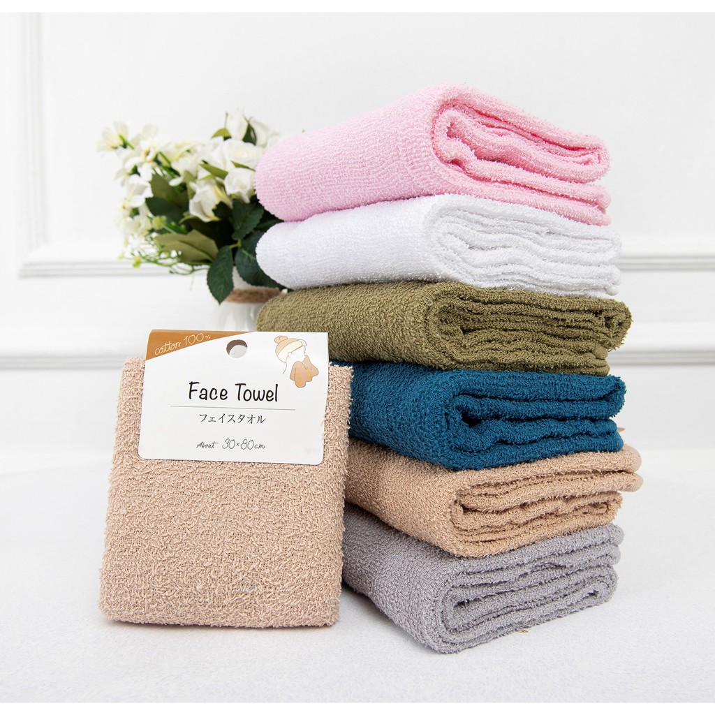 💖💖Combo Khăn mặt, khăn tắm - 100% cotton xuất Nhật (khăn mặt 30x80 cm, khăn tắm 50x100 cm)
