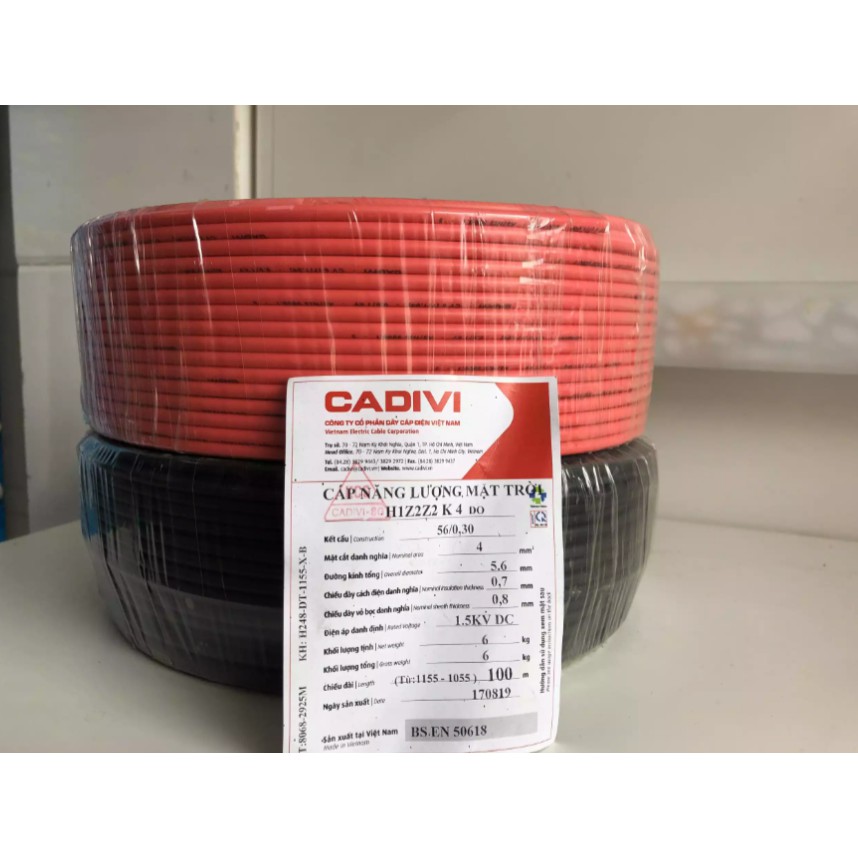 50m Dây cáp điện DC Cadivi 4.0mm