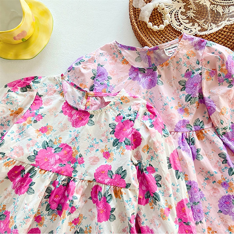 BEAR LEADER Đầm Cotton Tay Dài Phong Cách Hàn Quốc Thời Trang Mùa Thu Mới Cho Bé Gái 2-7 Tuổi