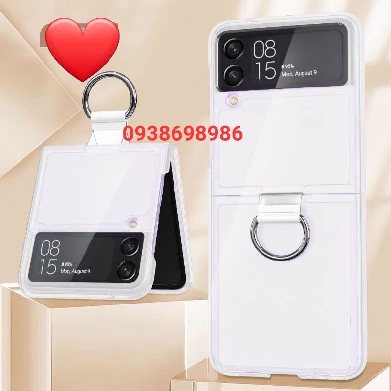 Ốp trong suốt có móc treo Samsung Z Flip 5/ Z Flip 4 / Z Flip 3 khoe màu máy
