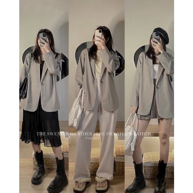 Áo khoác VEST trơn 1 lớp dày dặn xẻ 2 bên - áo BLAZER NỮ Freesize hàng đẹp