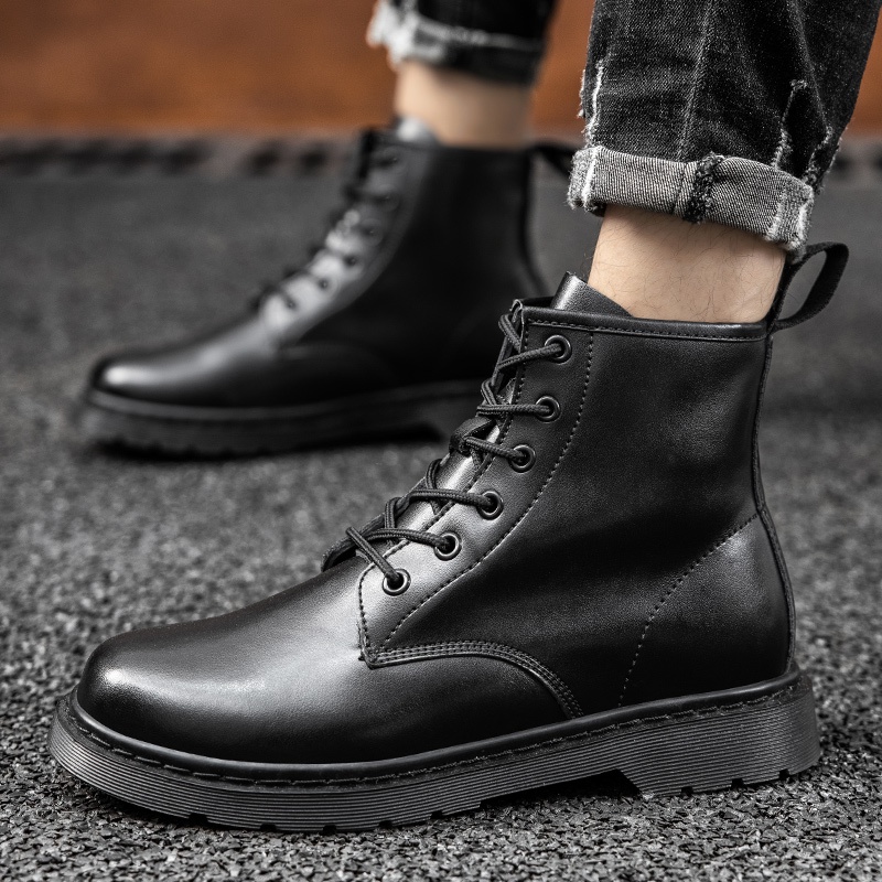Giày bốt martin bằng da mềm cổ thấp 6 lỗ size 35-47 chính hãng cho nam nữ