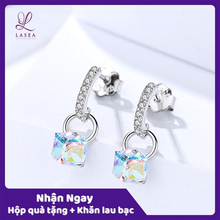 Bông tai nữ trang sức bạc Ý S925 Lasea - Hoa tai vòng đính đá pha lê cao cấp E1271