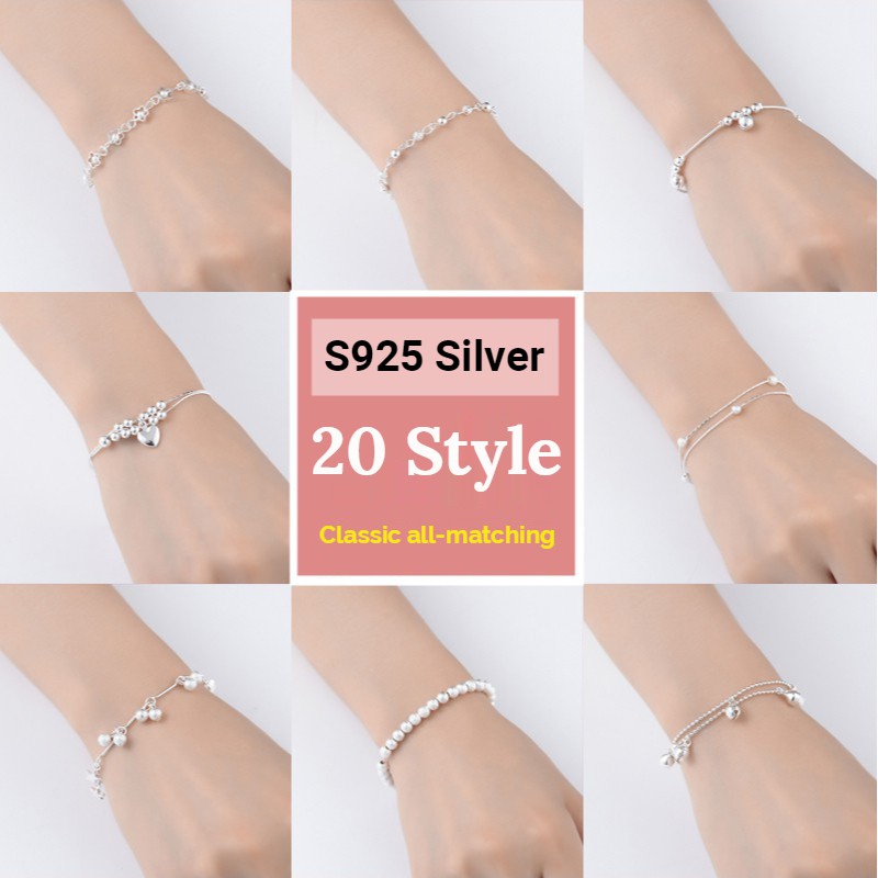 Vòng Tay Mạ Bạc Có Nhiều Lớp Đính Hạt B689