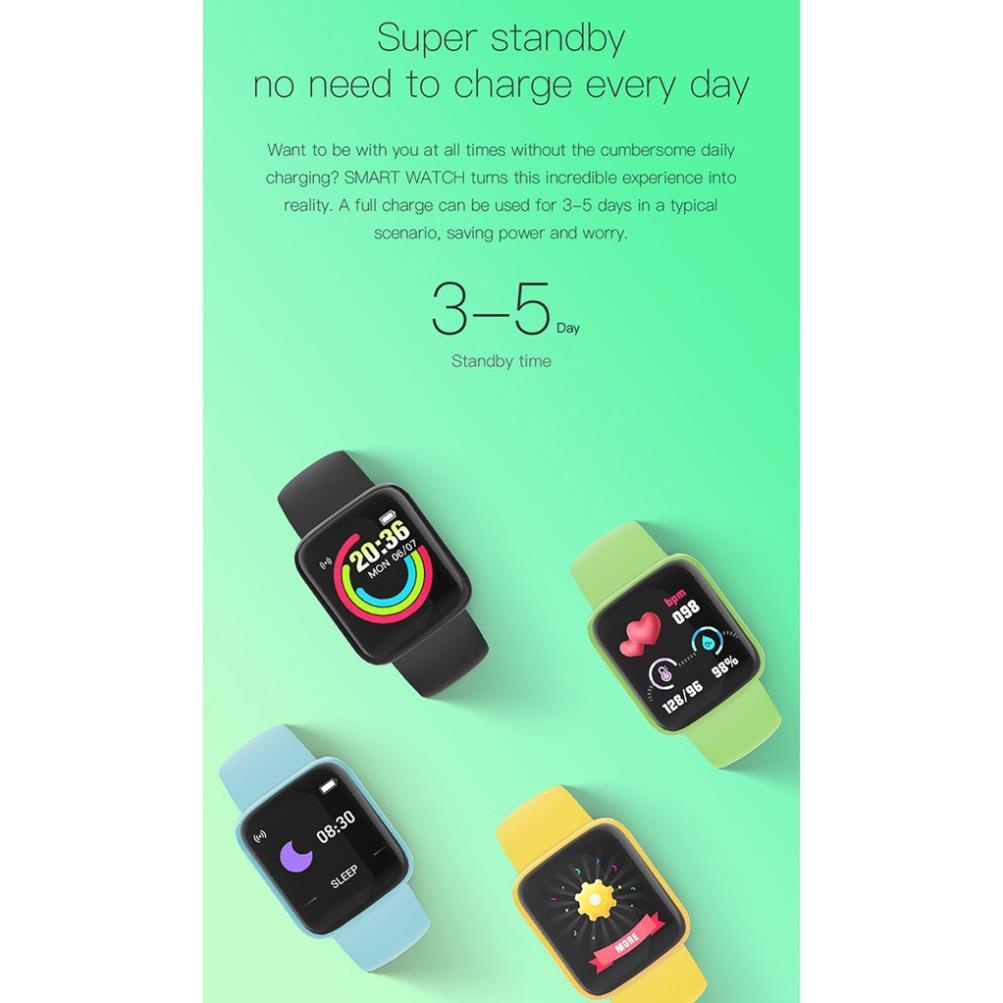 Đồng Hồ Đeo Tay Thông Minh Macaron D20 Y68 Dây Đeo Có Thể Điều Chỉnh Chất Lượng Cao