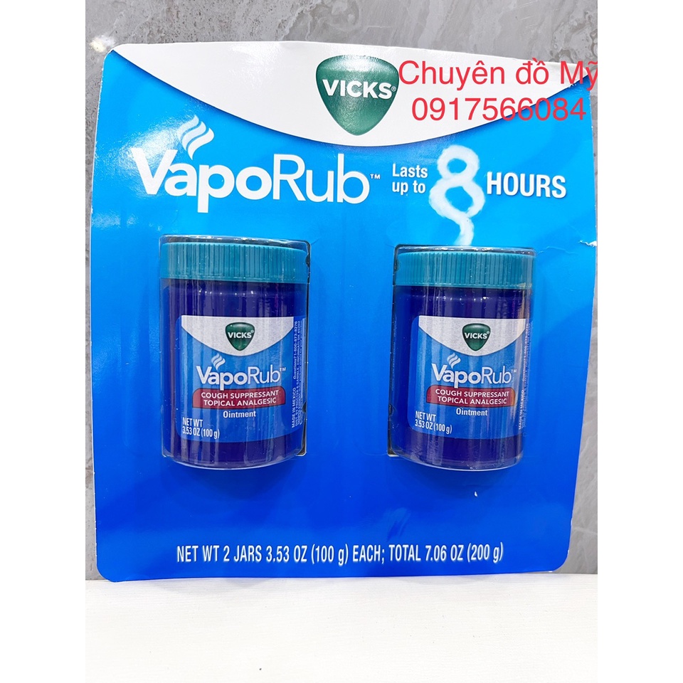 Date T11/2023_2 hủ Dầu bôi ấm ngực giảm ho cho bé và người lớn Vicks VapoRub 100g của Mexico xuất xứ Mỹ