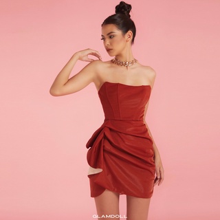 ĐẦM CORSET NHÚN SƯỜN - CAM ĐẤT