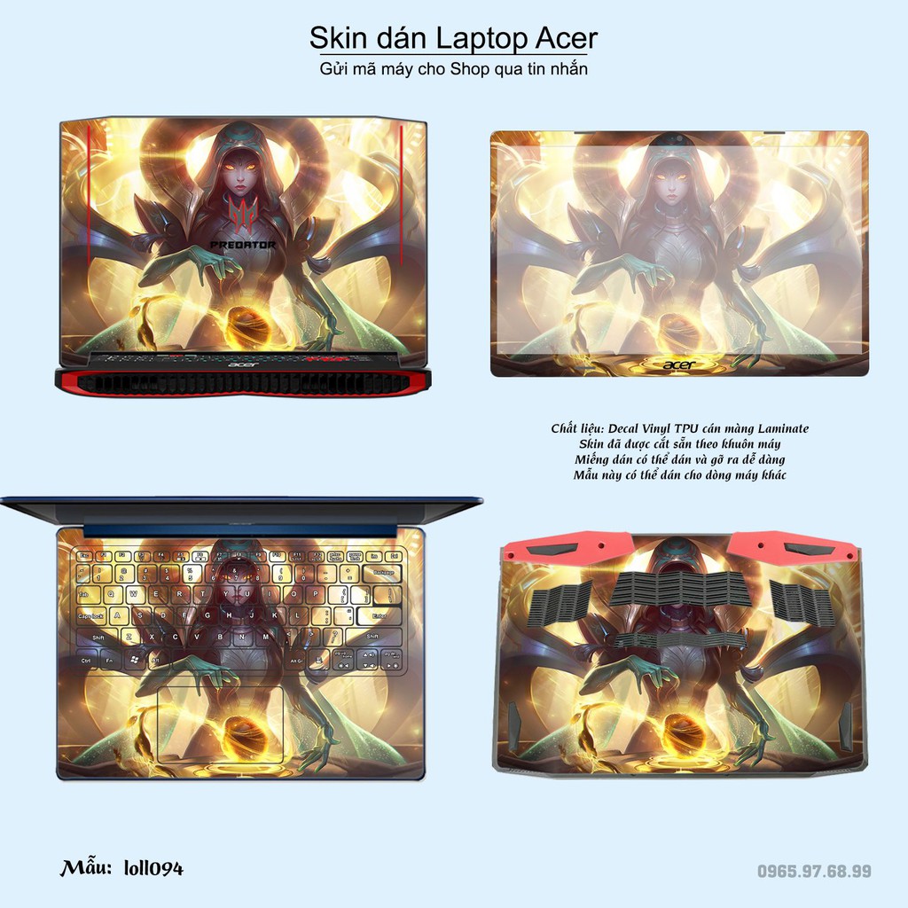 Skin dán Laptop Acer in hình Liên Minh Huyền Thoại nhiều mẫu 13 (inbox mã máy cho Shop)