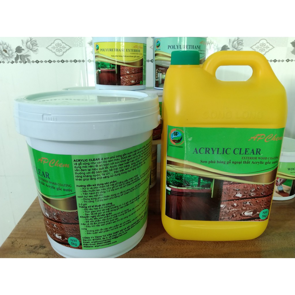 Sơn phủ bóng gỗ gốc nước ACRYLIC CLEAR- Loại 5KG