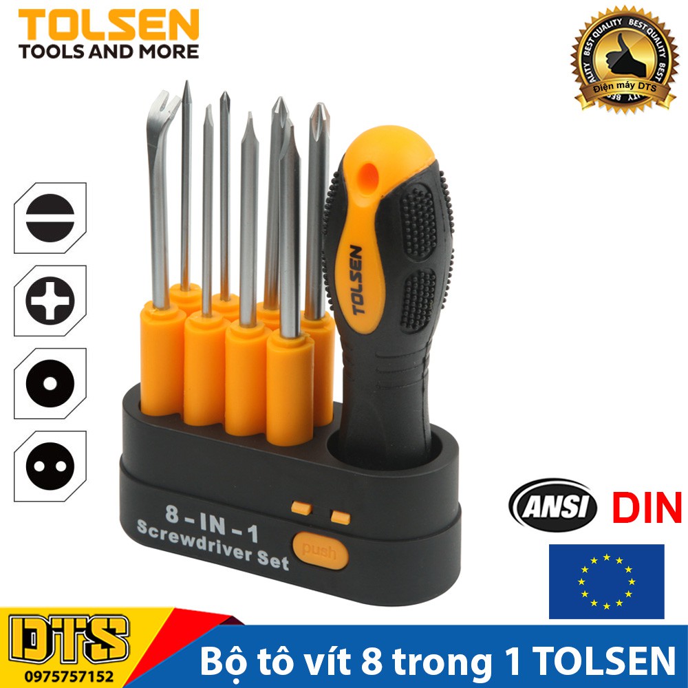 Bộ tua vít đa năng 8 trong 1 TOLSEN cao cấp - Tiêu chuẩn xuất khẩu Châu Âu