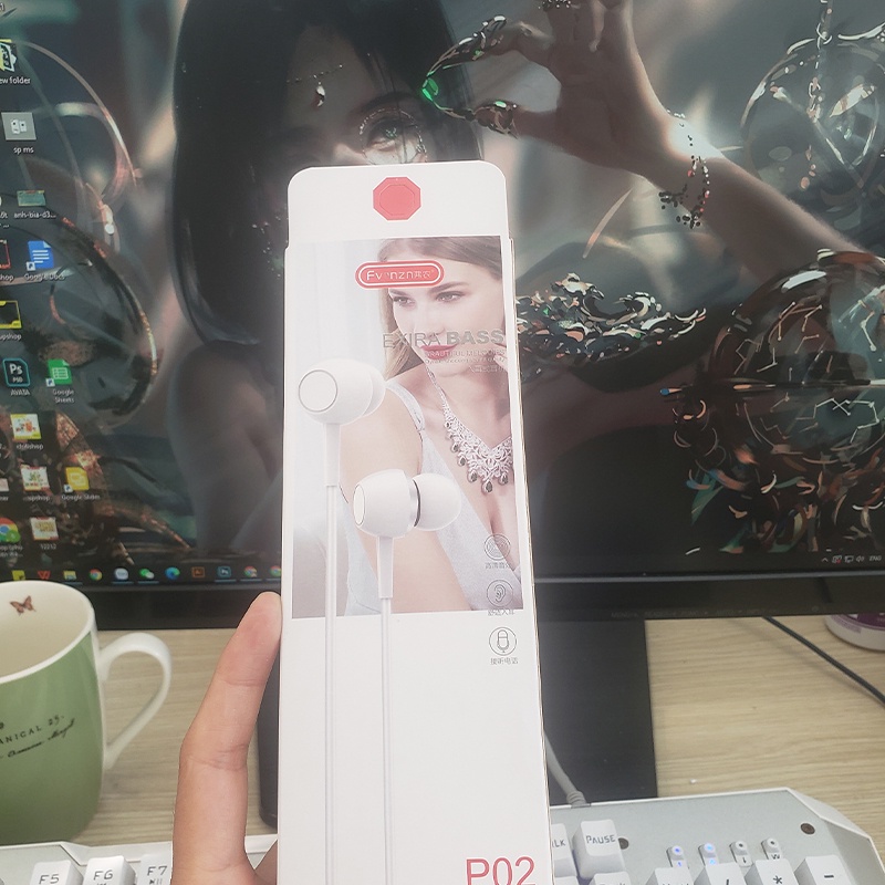 Tai nghe có dây-jack cắm 3.5mm P02 phù hợp với ĐT di động Android,ĐT táo,Oppo,.. tai nghe dùng cho chơi game