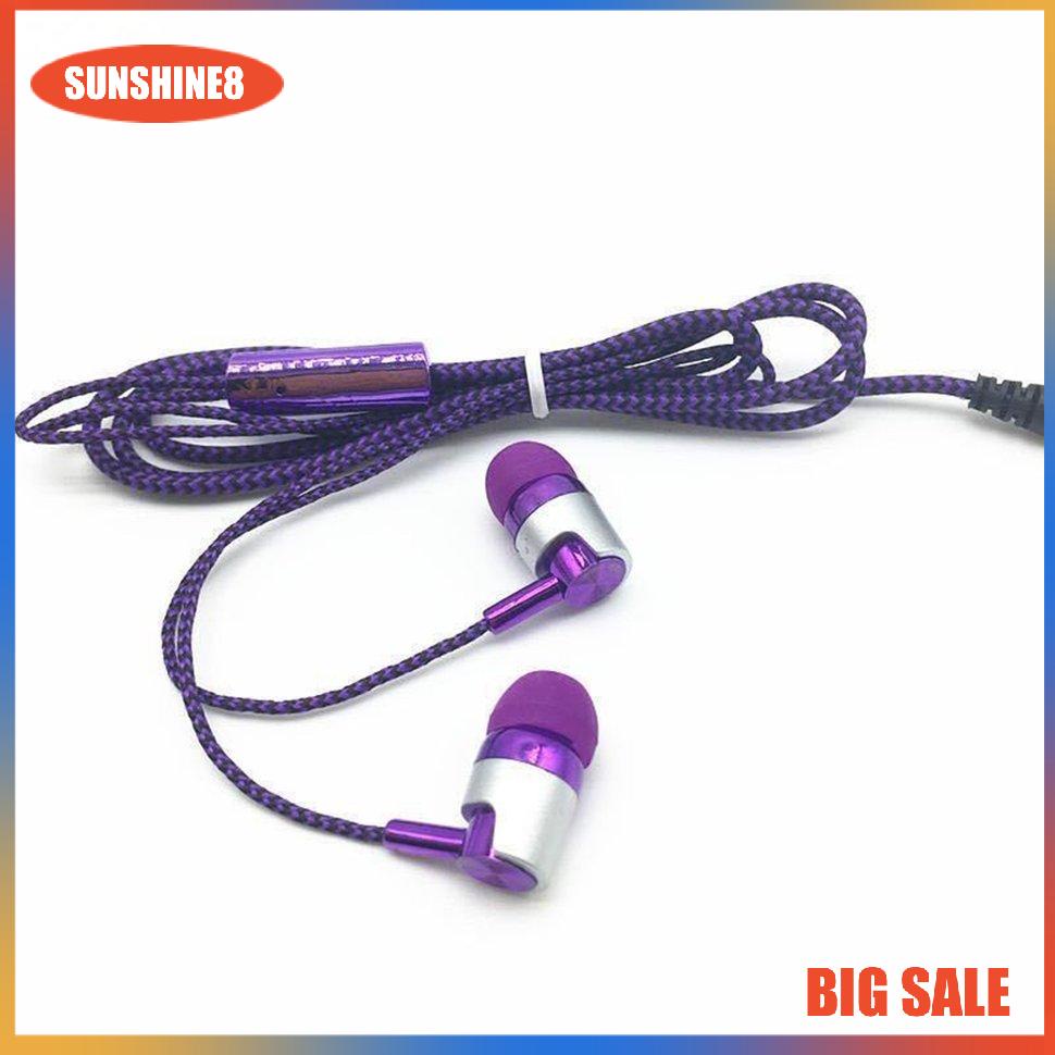 【SUN】In-ear Earphones Heavy Bass Nylon Cable Sturdy Earphones With Microphone
