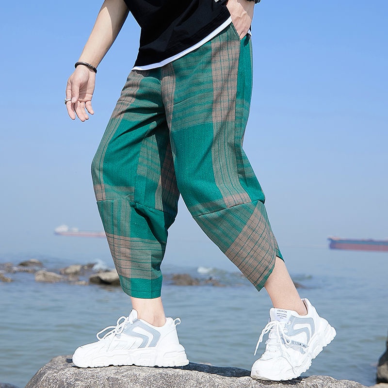 Quần Thể Thao Vải Lanh Cotton Ống Rộng Size Lớn Thời Trang Nam