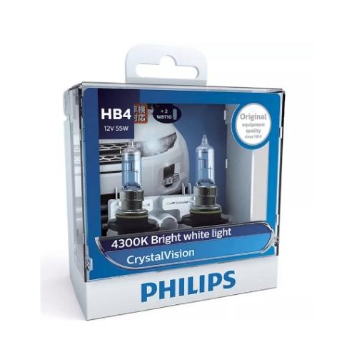 Hộp 2 Bóng Đèn Pha Xe Hơi Philips Crystal Vision HB4 9006CVSM 12V 55W 4300K - Hàng chính hãng
