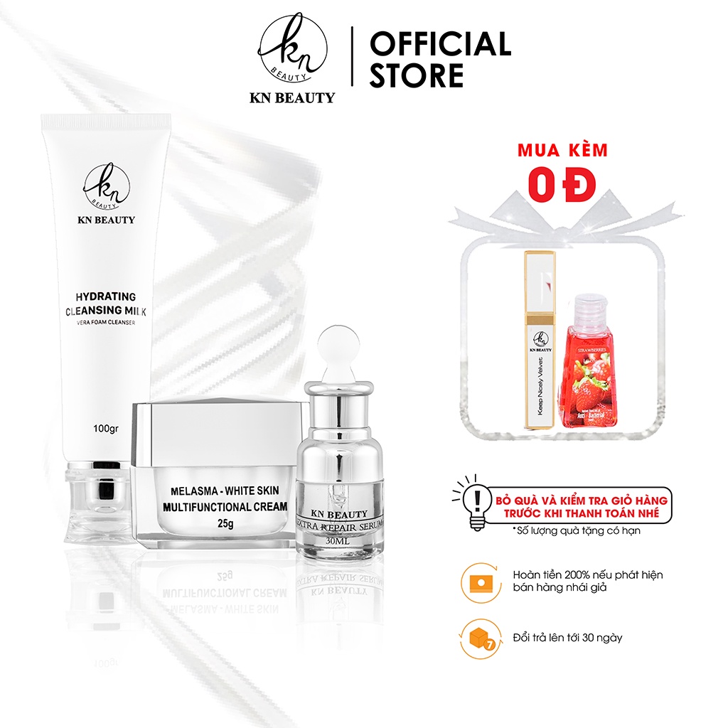 &lt;Nhận quà ngay&gt; Combo 3 sản phẩm Ngừa Nám Trắng Da KN Beauty Kem dưỡng 25g + Serum 30ml+ Sửa rữa mặt 100ml