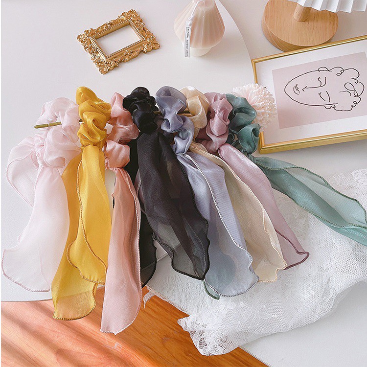 Scrunchies cột nơ vải voan bóng S42