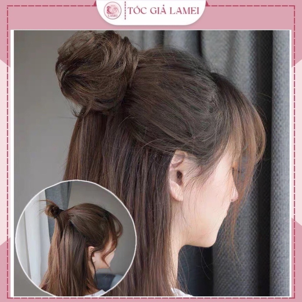 Tóc giả búi mini kẹp nửa đầu❤️FREESHIP❤️Búi tròn kẹp loại nhỏ- siu hót hít