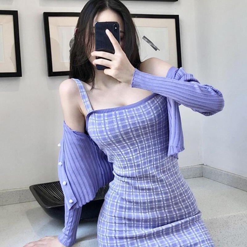 Áo Croptop Dệt Kim Tay Dài Phối Nút Thiết Kế Cổ Chữ V Quyến Rũ Quần áo nữ