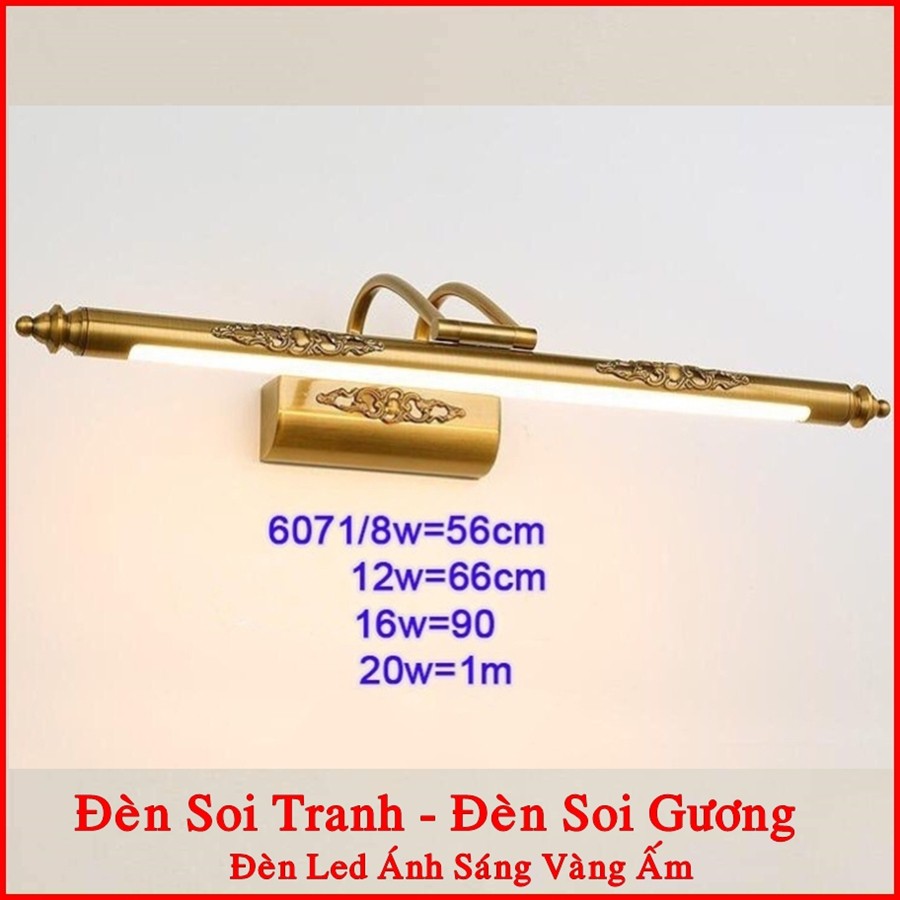 Đèn Soi Tranh,Đèn Soi Gương Màu đồng Ánh Sáng Vàng ấm Dài 56cm,66cm,90cm và 1m  Dendecor247 ST6071 Bảo Hành 2 Năm