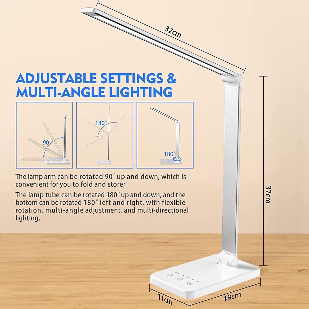 GOGOUP Đèn LED Để Bàn Màu Trắng Đen Tự Nhiên