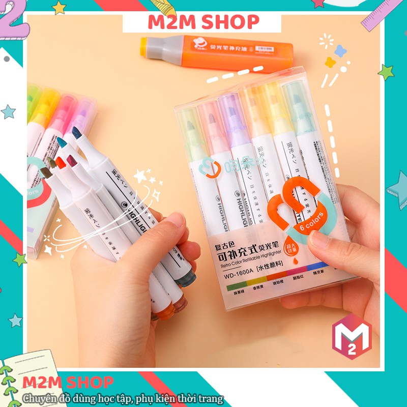 Set 6 bút nhớ highlight pastel nhiều màu sắc xinh xắn Morandi