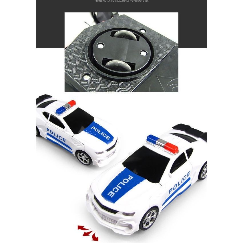 Xe Cảnh Sát Biến Hình Siêu Nhân- Ô Tô Biến Hình Robot Chạy Pin Có Đèn Nhạc ( Tặng Kèm 3 Viên Pin AA)