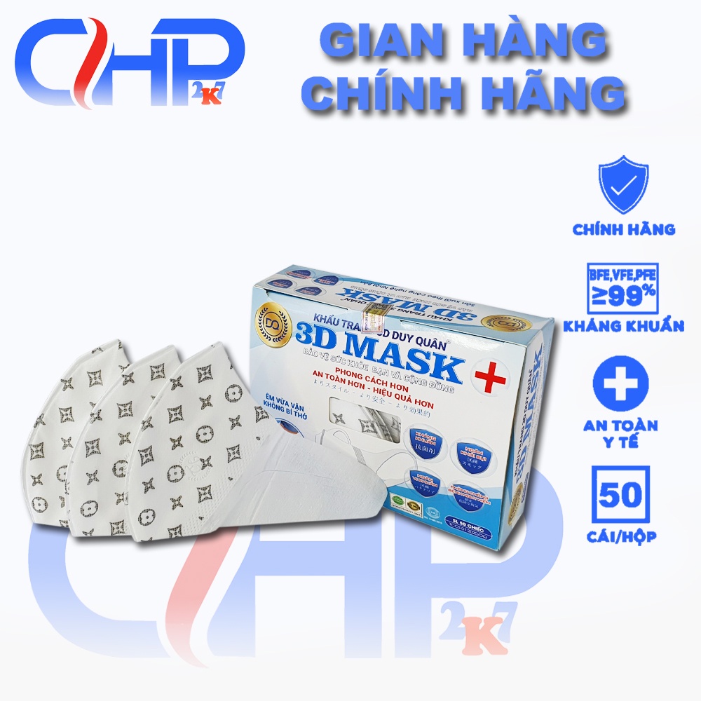 (3d màu) Hộp khẩu trang 3d mask họa tiết nhiều màu 50 cái
