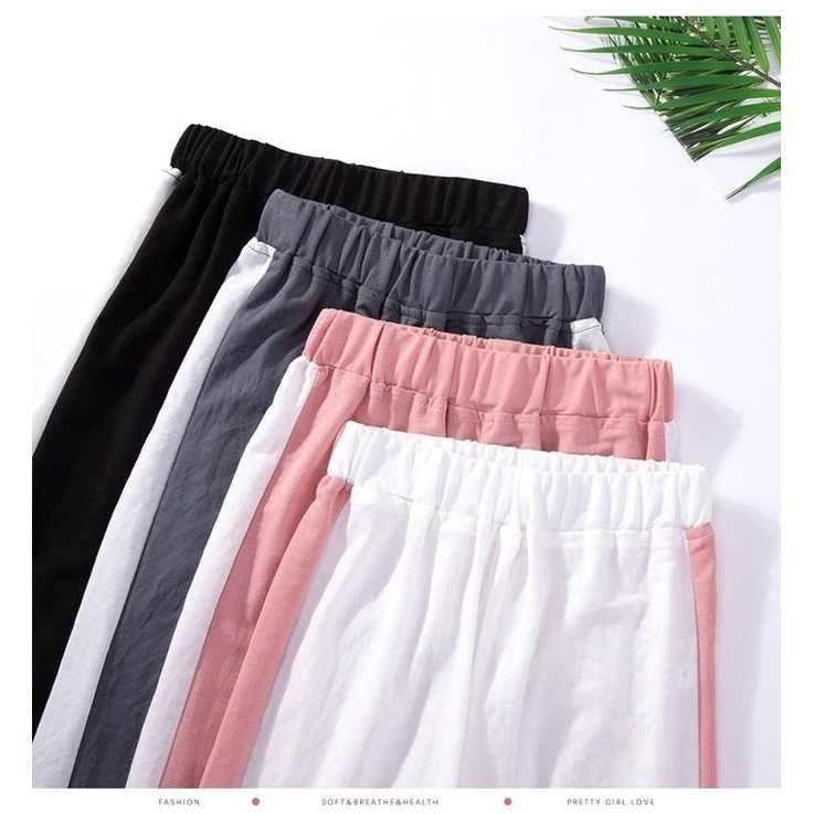 Quần dài vải lanh Cotton mỏng ống rộng chống muỗi thiết kế cỡ lớn thời trang cao cấp cho bé gái