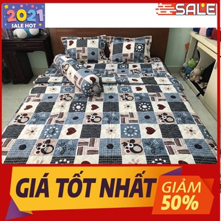 Ga trải giường poly 1m5x2m họa tiết karo trái tim