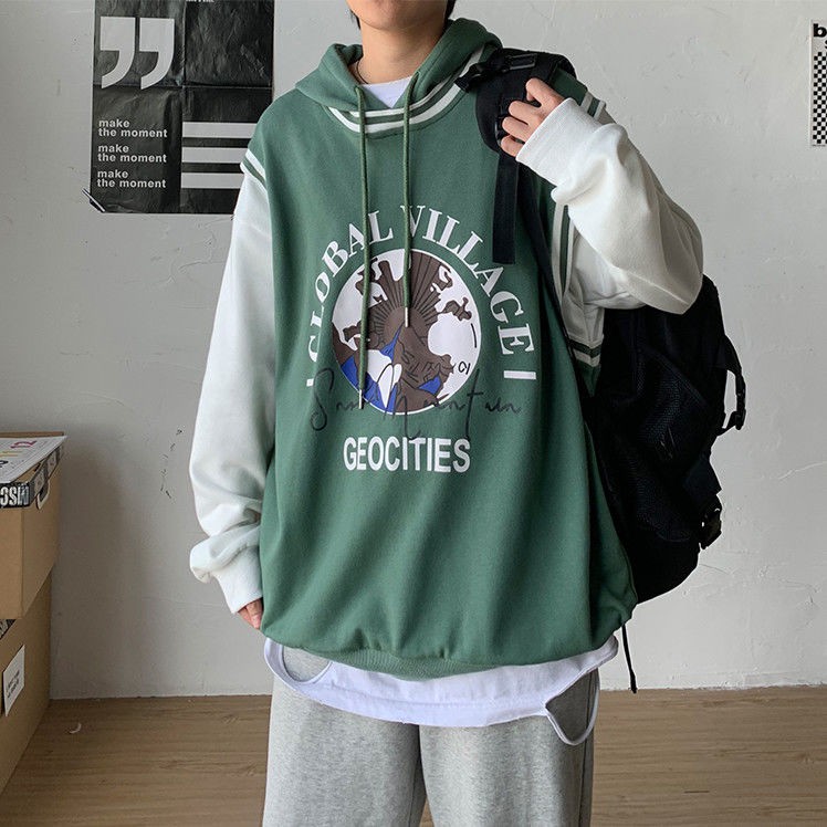 Áo Hoodie Dáng Rộng Giả Nhiều Lớp Thời Trang Cá Tính Cho Nam