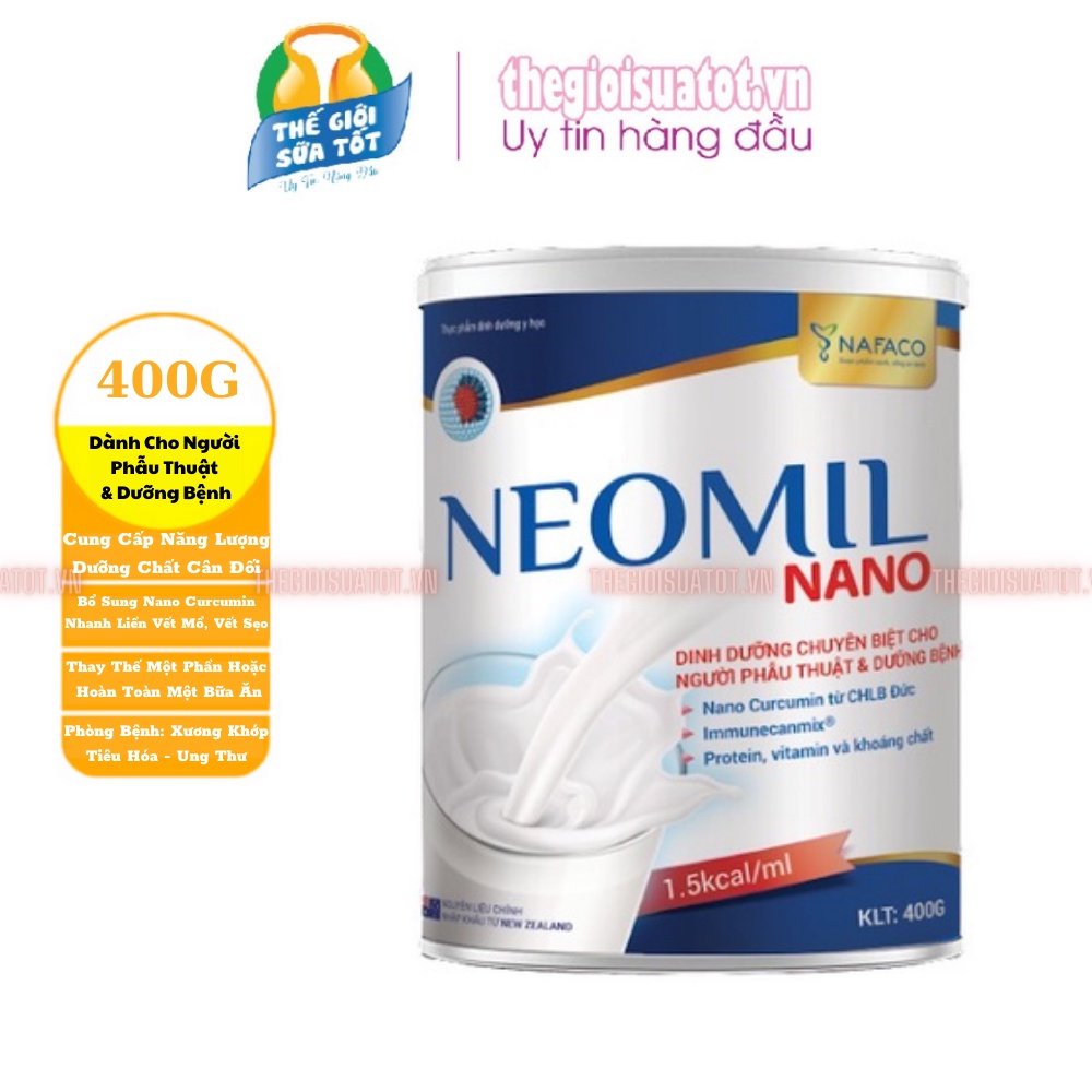 Sữa Bột Dinh Dưỡng Neomil Nano - 400g Phục Hồi Sức Khỏe Cho Người Sau Phẫu Thuật, Sau Sinh, Giúp Mau Lành, Giảm Sẹo Lồi