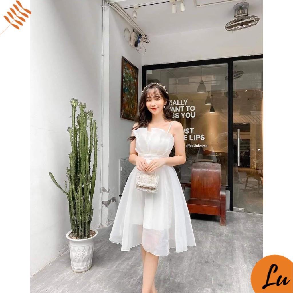 Đầm Xoè Công Chúa LuShop Váy 2 Dây Xếp Li May 2 Lớp hợp với Dự Tiệc Dạo Phố Đi Chơi Hàng Cao Cấp Giá Tốt