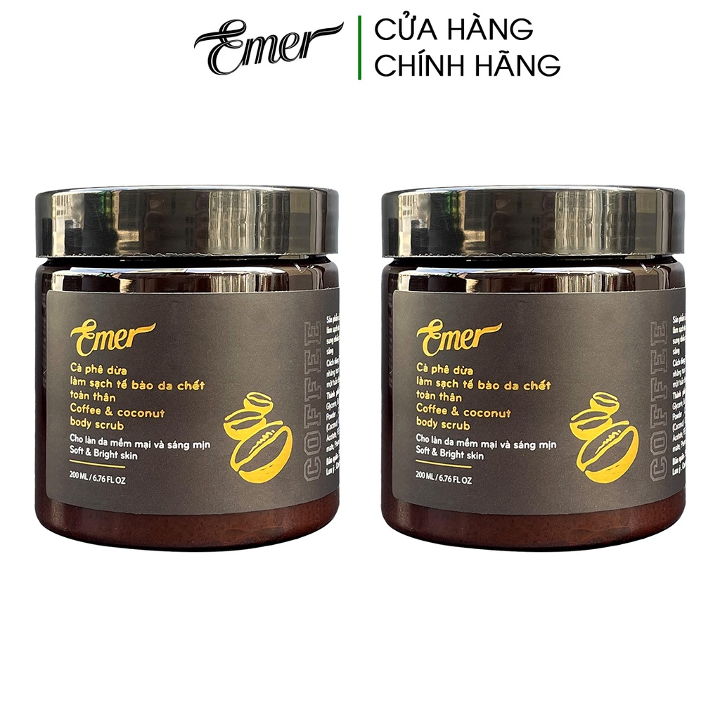 [Mã BMBAU50 giảm 50K đơn 150K] Bộ 2 hộp tẩy tế bào chết body cà phê dừa Emer Garin 200ml x2 cho da sáng mịn