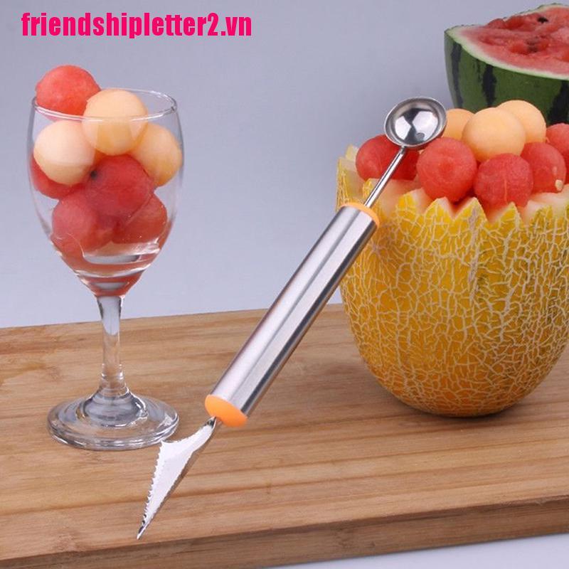 Set 2 Dụng Cụ Cắt Dưa Hấu / Trái Cây Hai Đầu Bằng Thép Không Gỉ