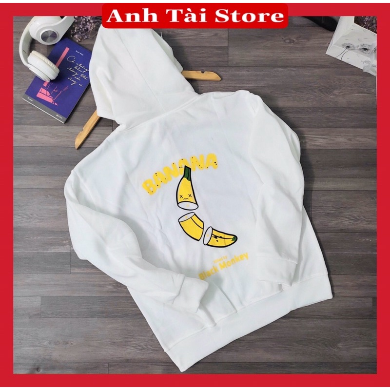 Áo khoác nỉ hoodie nam nữ Unisex chất thun nỉ ngoại mềm mịn đẹp fom dưới 70kg phong cách Hàn Quốc in hình Banana AT 013