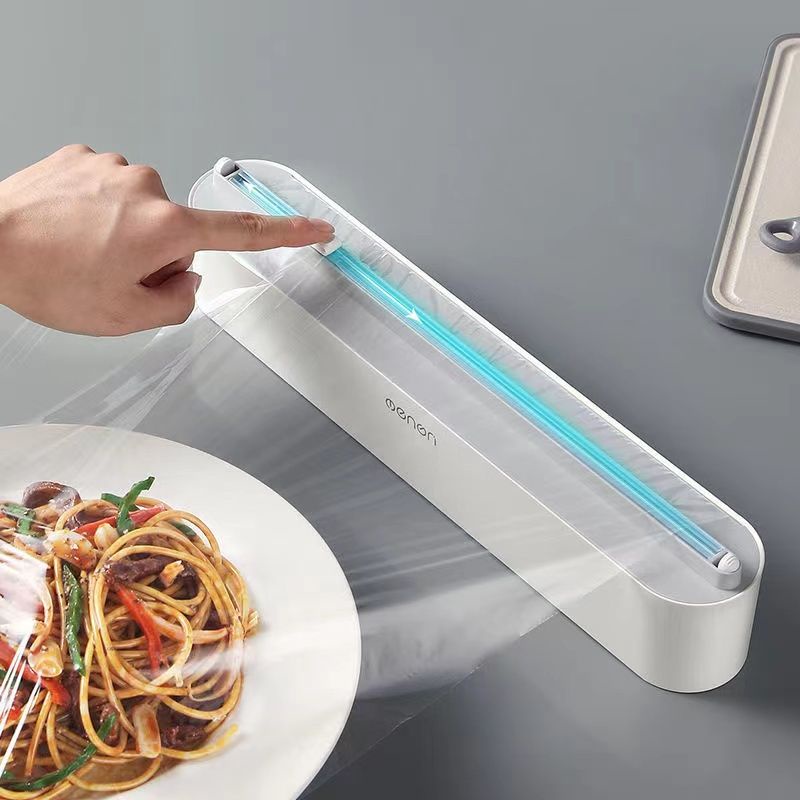 Hộp cắt màng bọc thực phẩm thông minh - Dụng cụ cắt màng nilong treo tường, dán tủ, để bàn tiện dụng LP