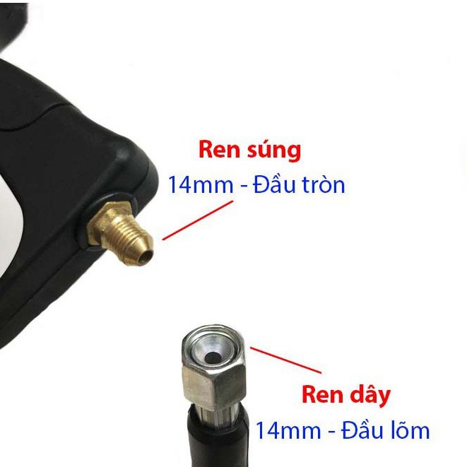 (HÀNG LOẠI 1) Súng rửa xe ren ngoài 22mm và 14mm, Ống nối dài inox, Béc mỏ vịt cao áp