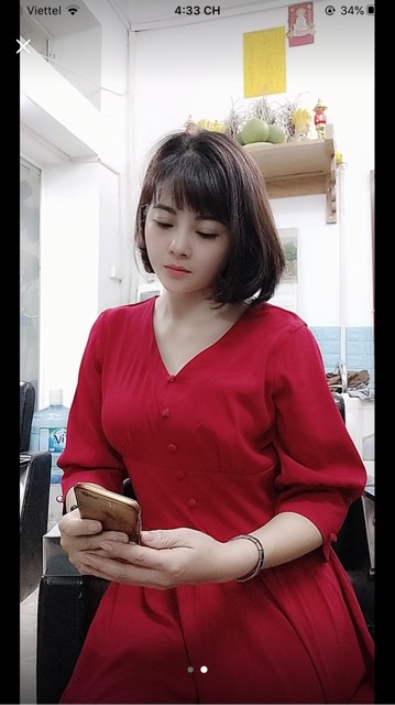 Váy xòe nữ cổ V công sở tay lỡ dáng dài đầm xòe dự tiệc thiết kế công sở TNT | BigBuy360 - bigbuy360.vn