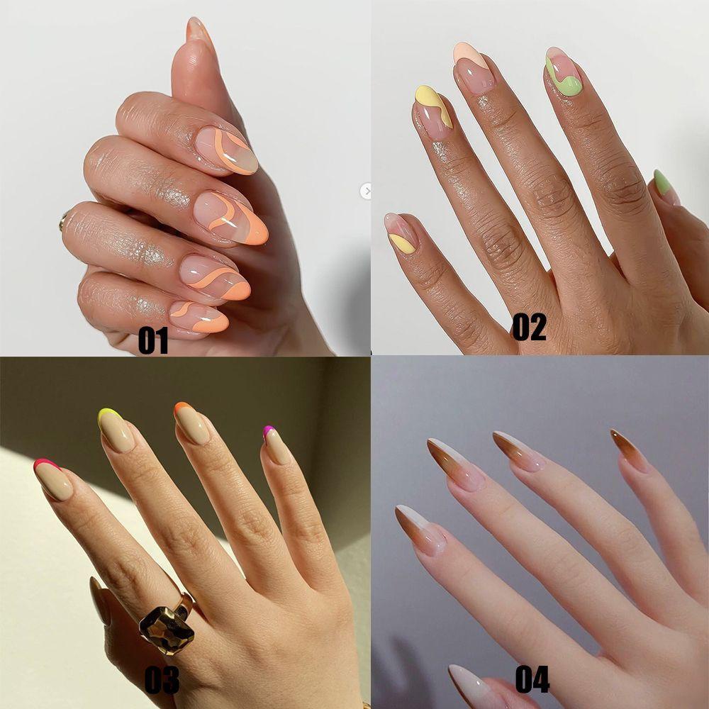 Hộp 24 Móng Tay Giả Nghệ Thuật Nhiều Màu Sắc