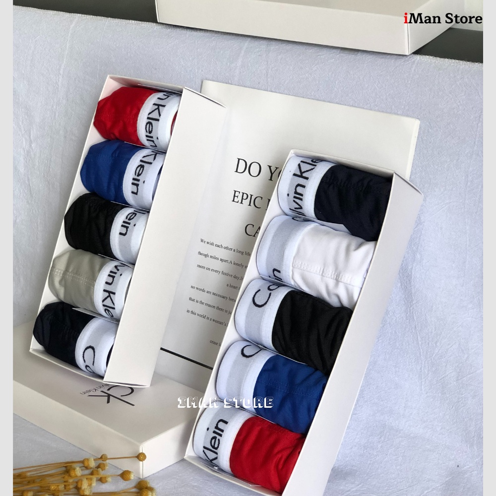 Combo hộp 5 quần sịp đùi nam iMan Store thun lạnh, quần lót nam mềm mịn đủ màu sắc size số, co dãn thấm hút tốt.