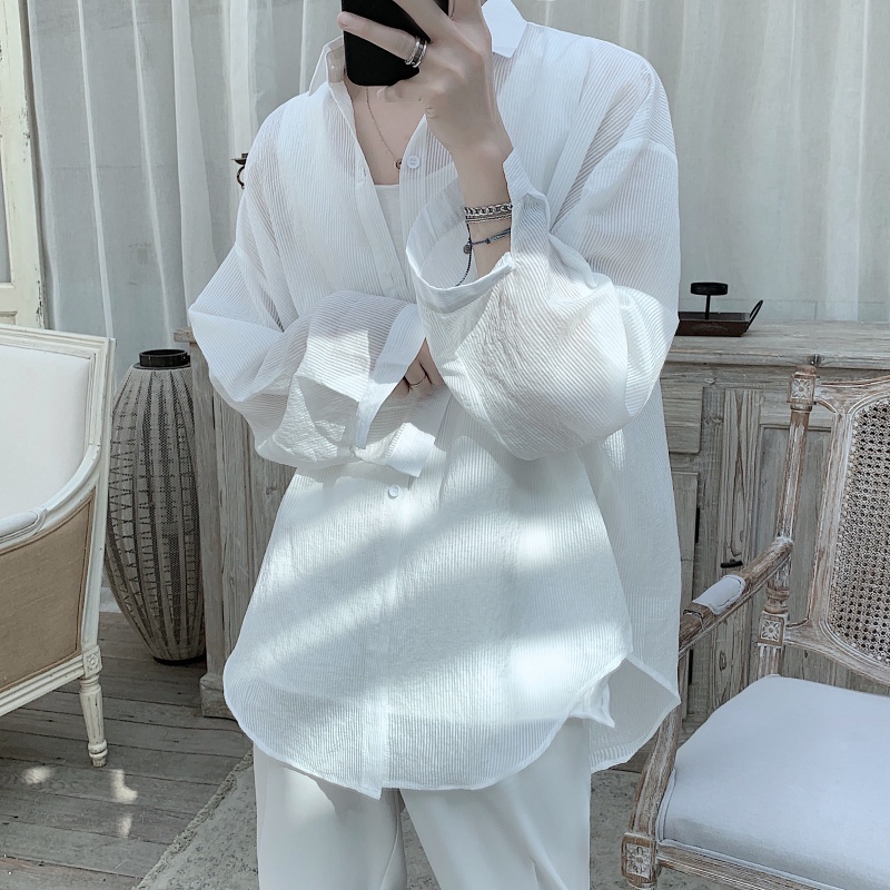 Áo Sơ Mi Tay Dài Chống Nắng Thoáng Khí Thời Trang Mùa Hè Phong Cách Hàn Quốc Cho Nam