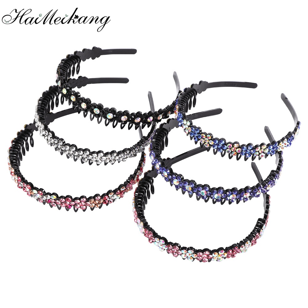 Haimeikang Phụ kiện băng đô cài tóc màu rhinestone của Haimeikang dành cho phụ nữ