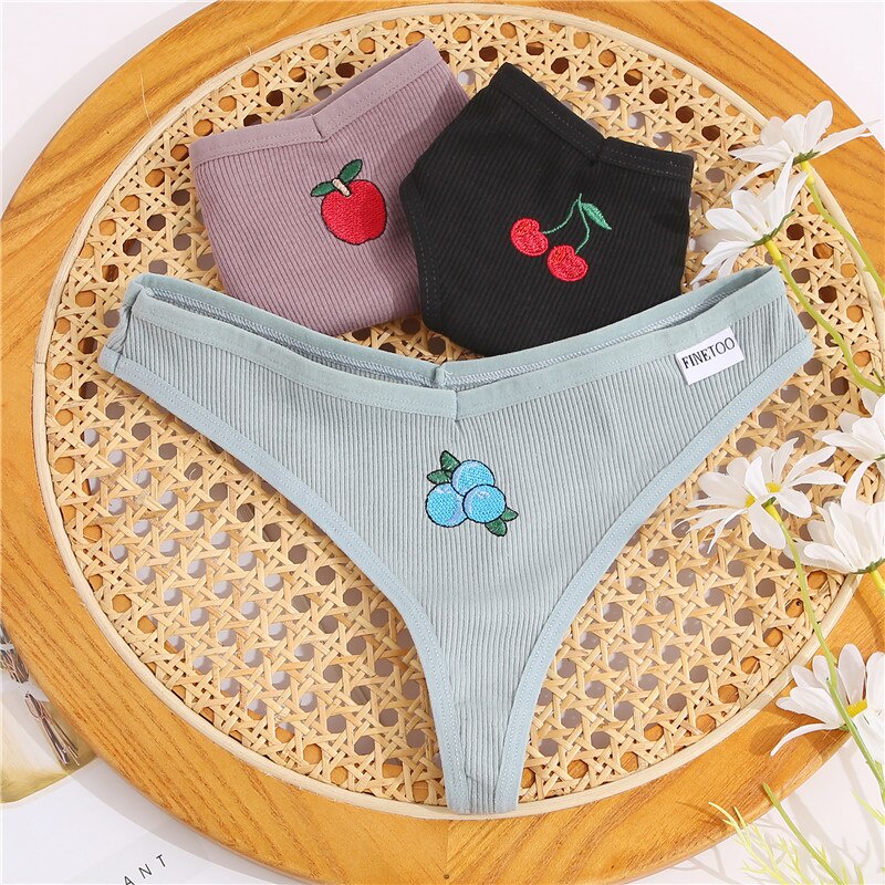 Bộ 3 quần lót FINETOO bằng cotton phong cách sexy cho nữ