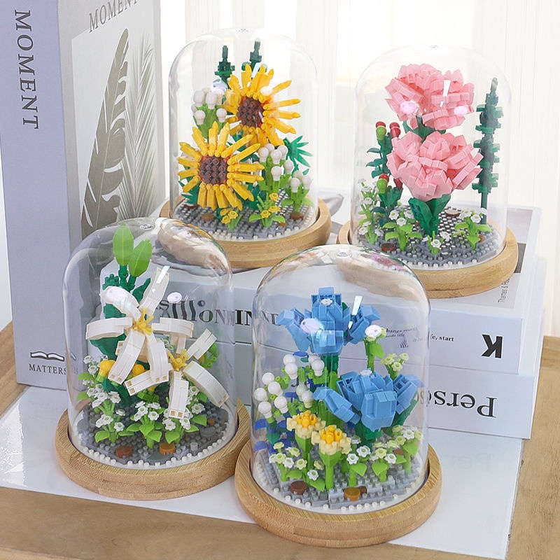 Bộ Đồ Chơi Lắp Ráp Hình Bó Hoa Hồng Bất Tử Cỡ Nhỏ Thiết Kế Sáng Tạo Dùng Làm Quà Tặng Cho Bé Gái