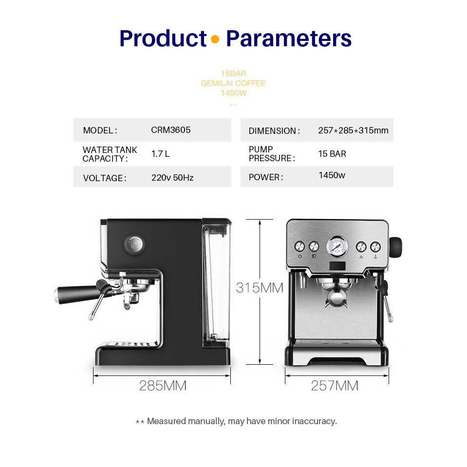 Máy pha cà phê CRM 3605E Espresso (Tay pha inox 304)